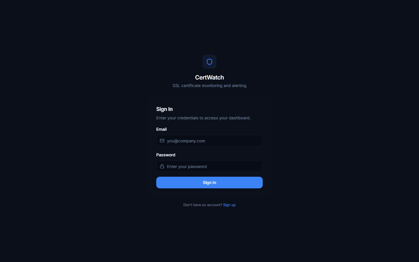 CertWatch interface screenshot